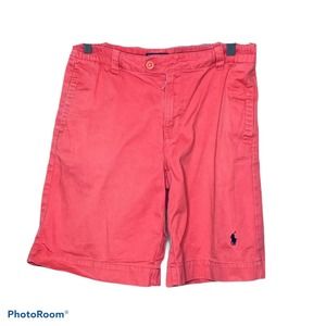 Polo Ralph Lauren Boys Shorts 16 Preppy Pink‎ Salmon Cotton Adjustable Waist